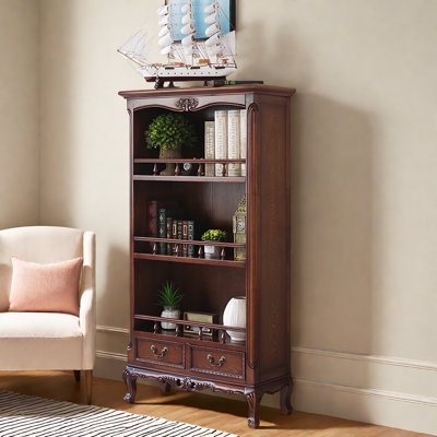 NICECABINET Vintage Solid Wood Catalpa Wood Brown Bookcase. | Wayfair